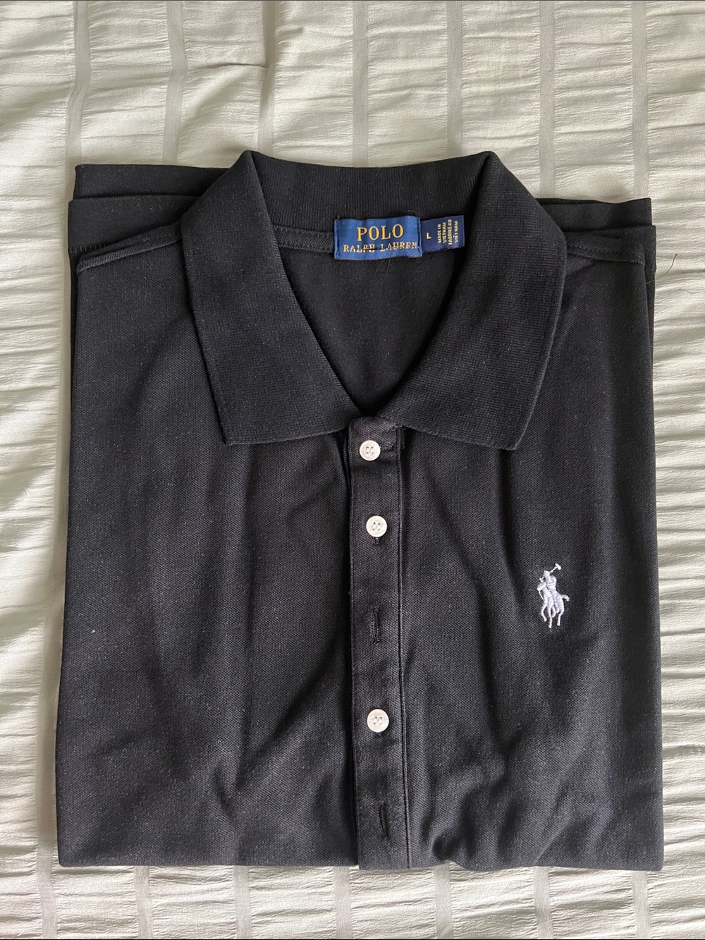 Polo by Ralph Lauren Black Short-Sleeve Polo with White Embroidered Pony
